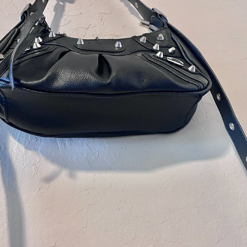 Faux Leather Mini Studed Y2K Punk Buckle Shoulder Bag - Picture 9 of 11